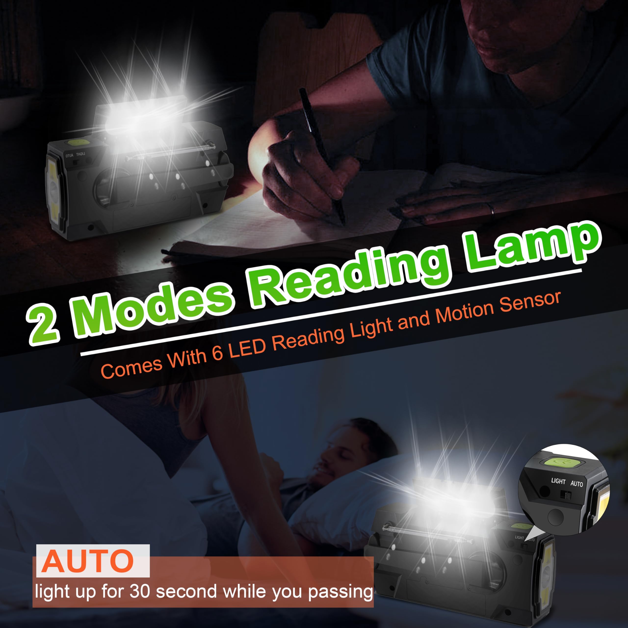 RunningSnail reading lamp with motion sensor for midnight tasks