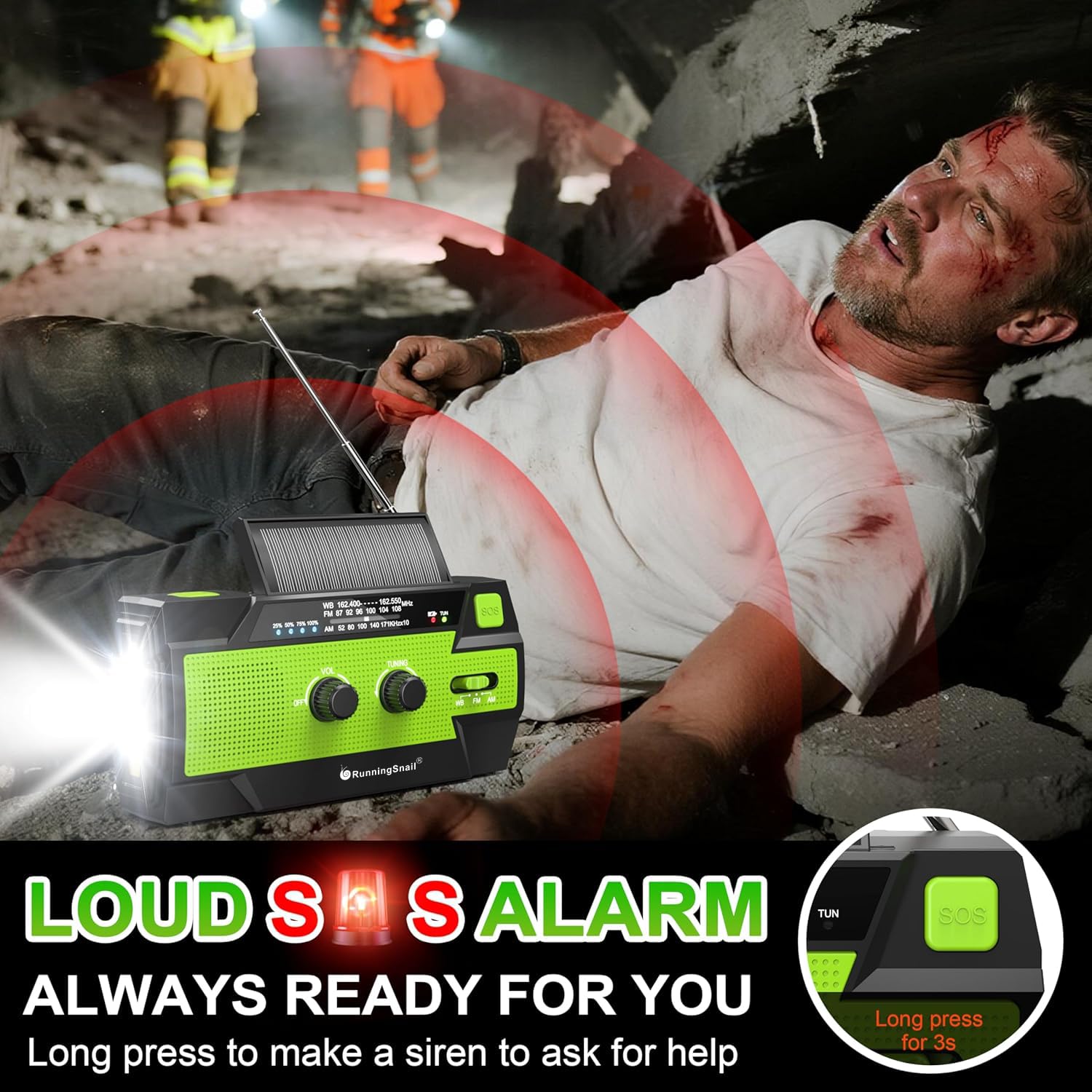 RunningSnail USB charging port for emergency smartphone charging during outages