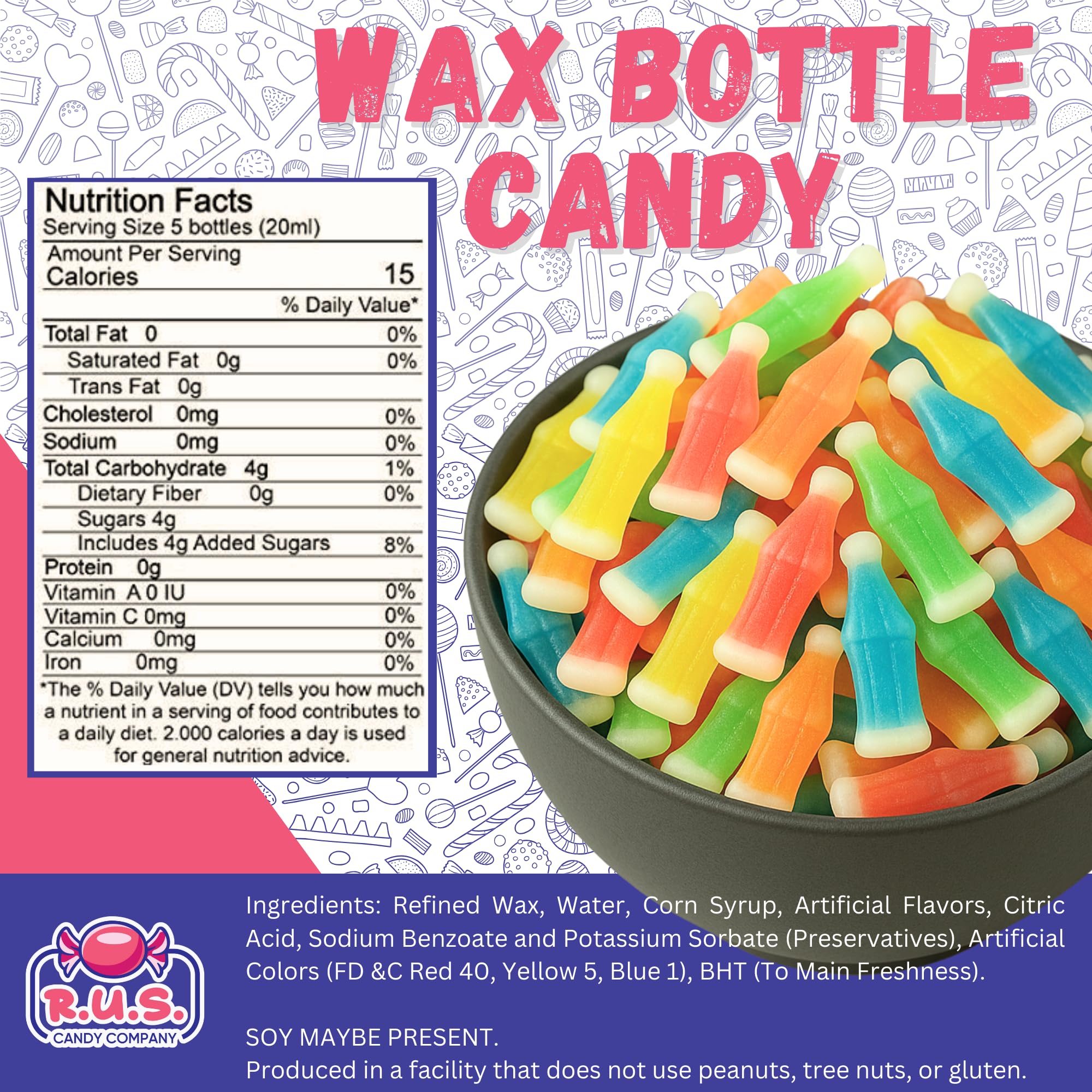 R.U.S. Candy assorted flavors display to highlight five fruity options
