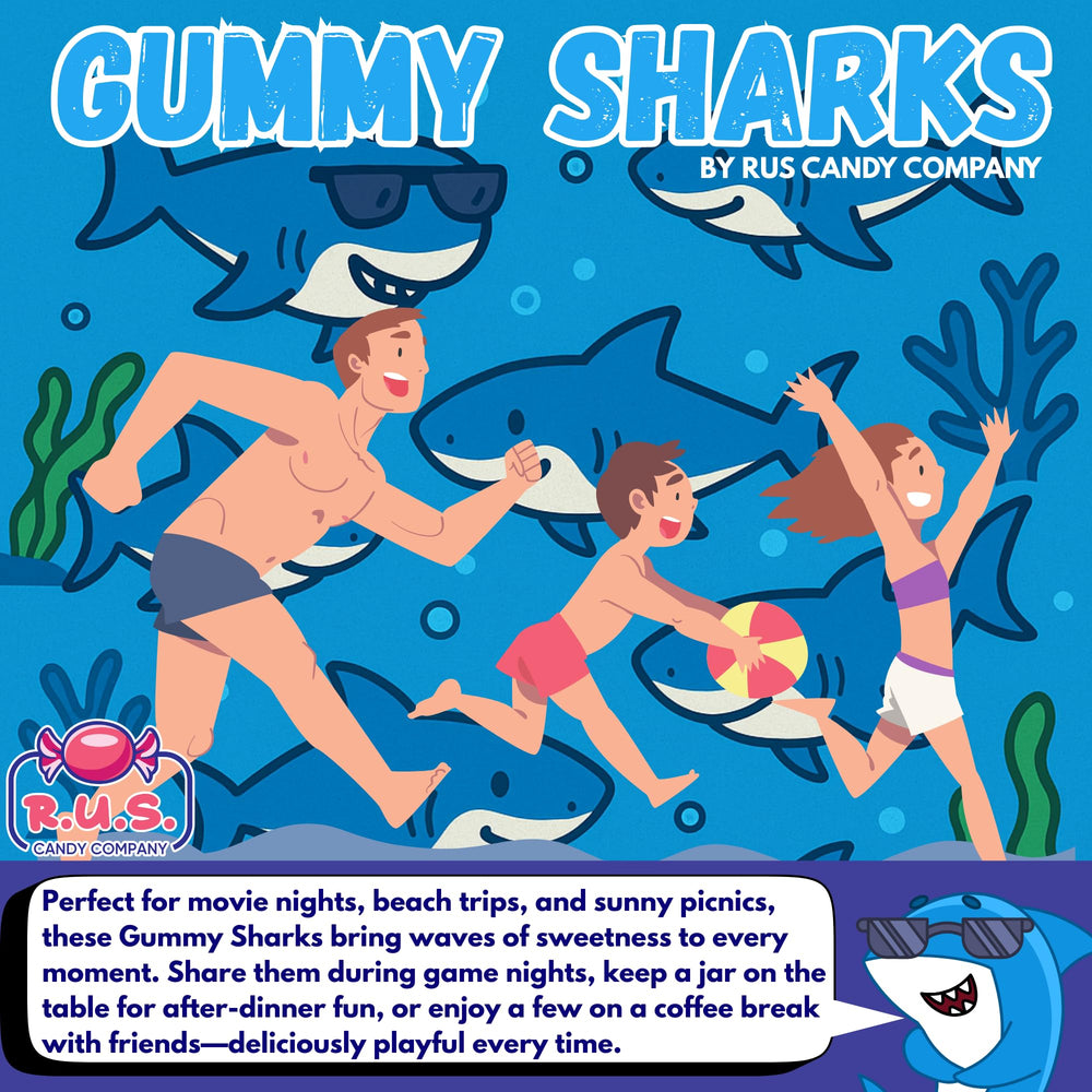 Blue Gummy Sharks bulk box suitable for large events.