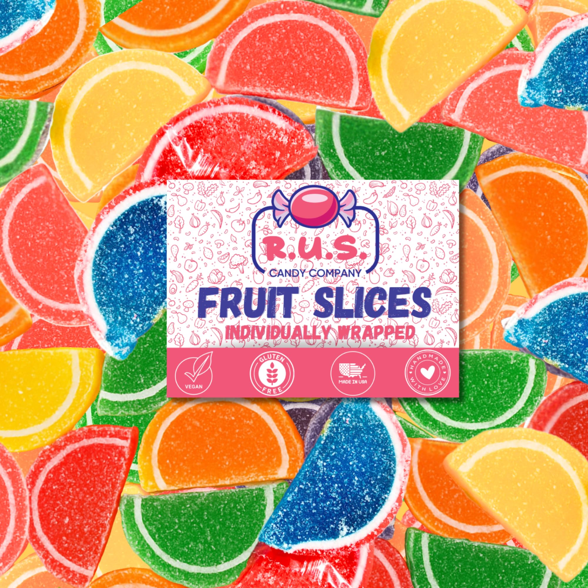 RUS Candy Classic Fruit Slices bulk bag, soft and chewy for sharing.