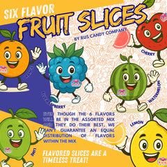 RUS Candy single slice with rainbow flavors like lemon, lime, orange, cherry.