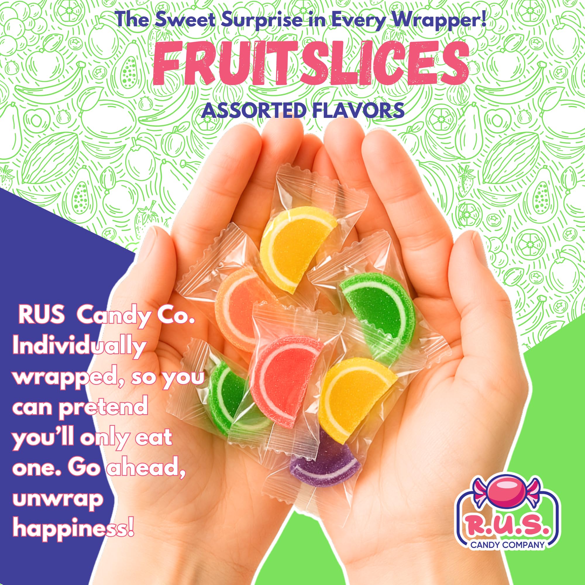 RUS Candy classic fruit slices lightly dusted in sugar crystals.