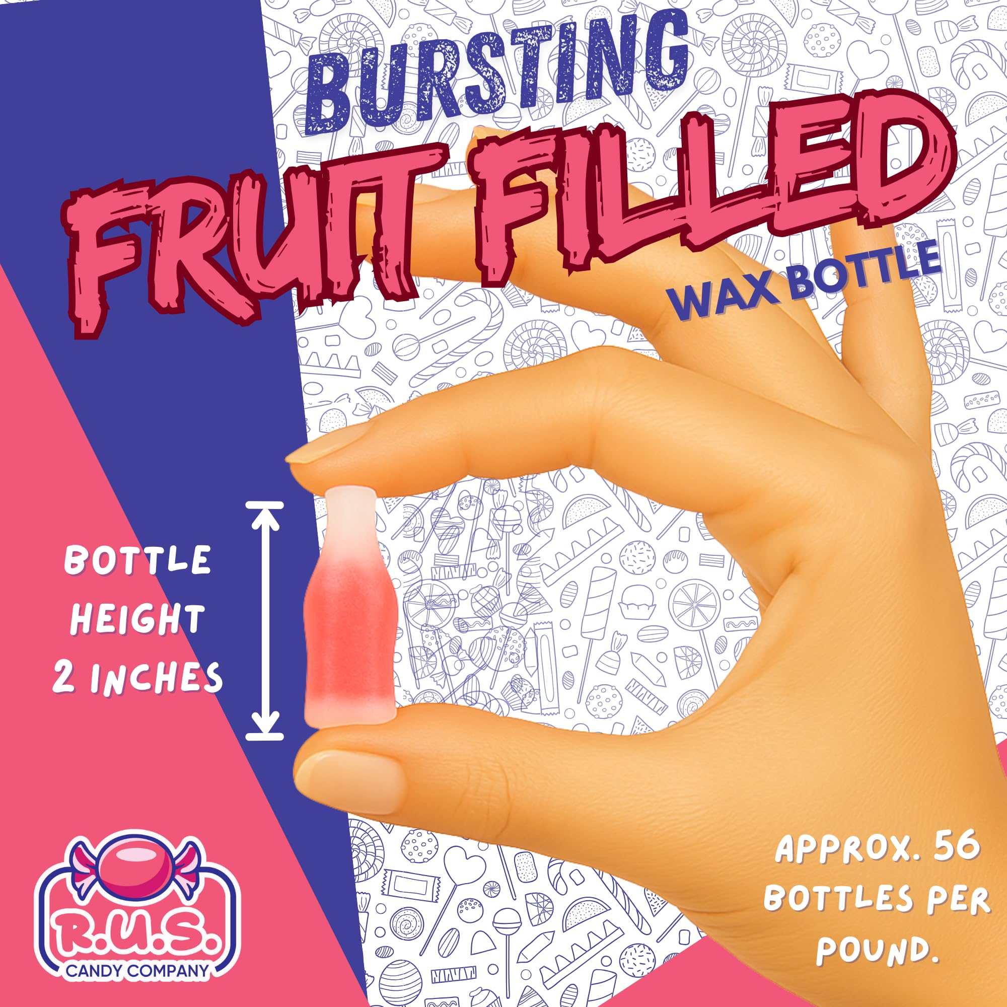 R.U.S. Candy cherry wax bottle close-up great for kids' parties