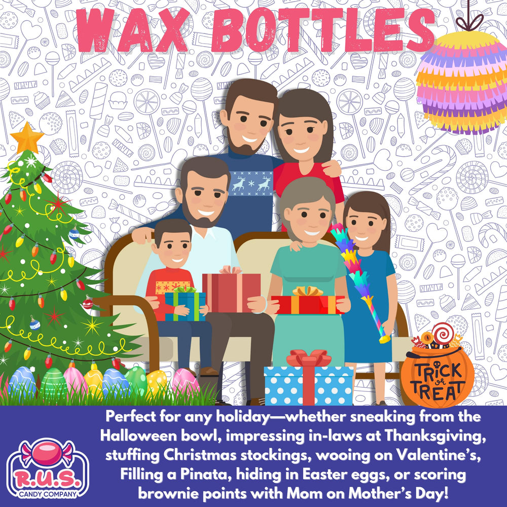 R.U.S. Candy individual wax bottle detail showing syrup inside