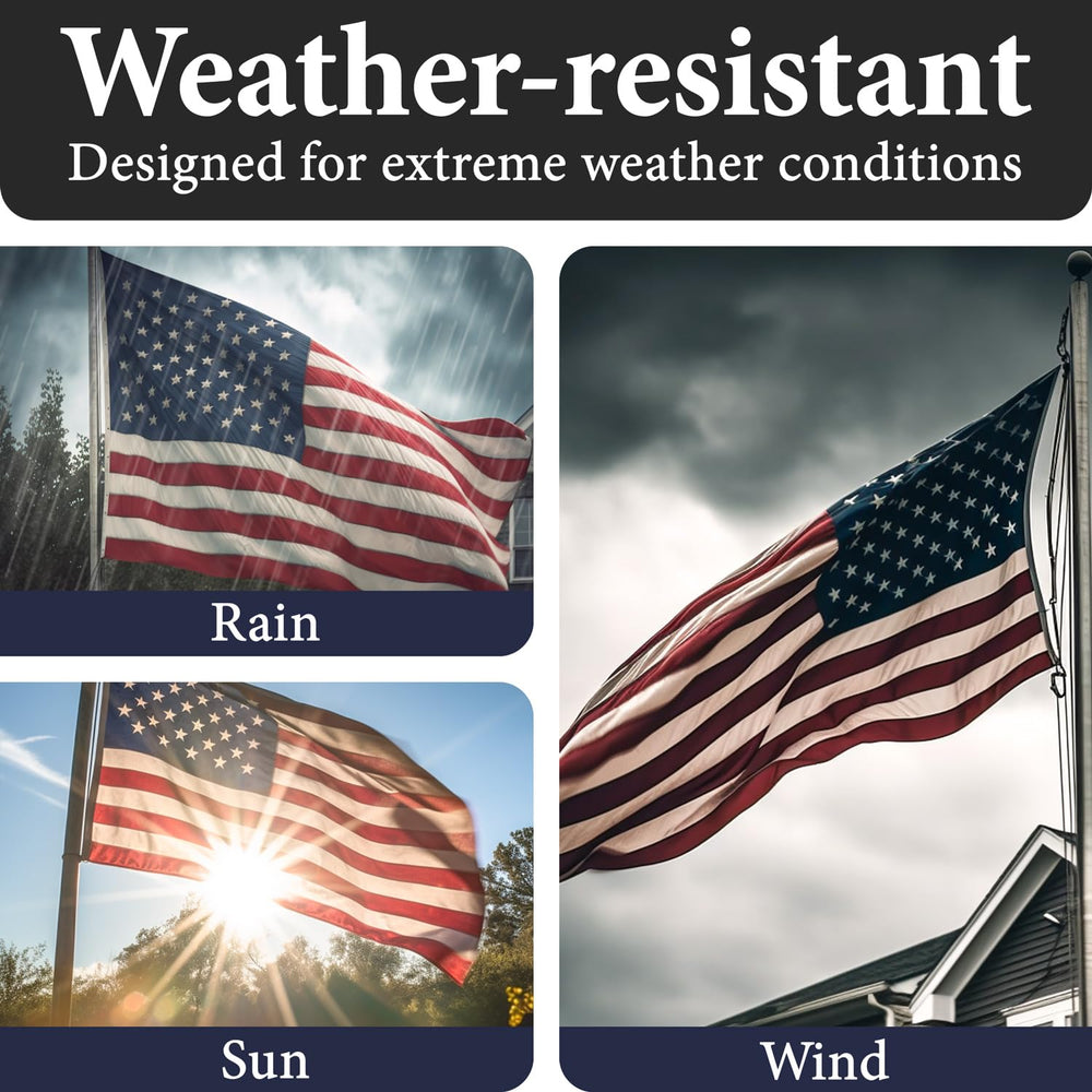 Rushmore Rose USA 3x5 outdoor flag on a sturdy pole in bright sun