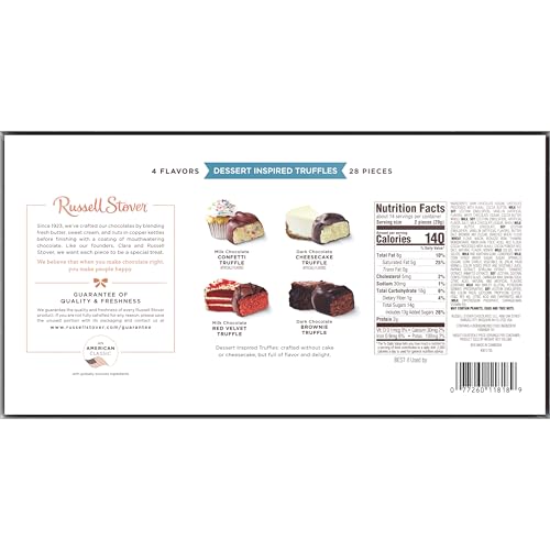 RUSSELL STOVER Dark Chocolate Brownie Truffle close-up, rich texture for chocolate lovers