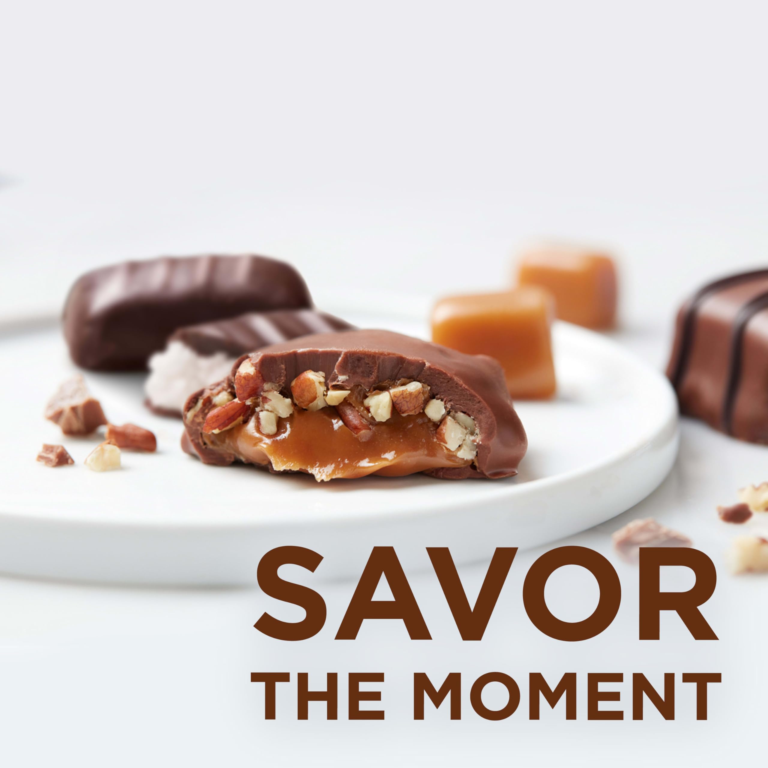 Dark chocolate coconut piece, Russell Stover's velvety cocoa with tropical notes.