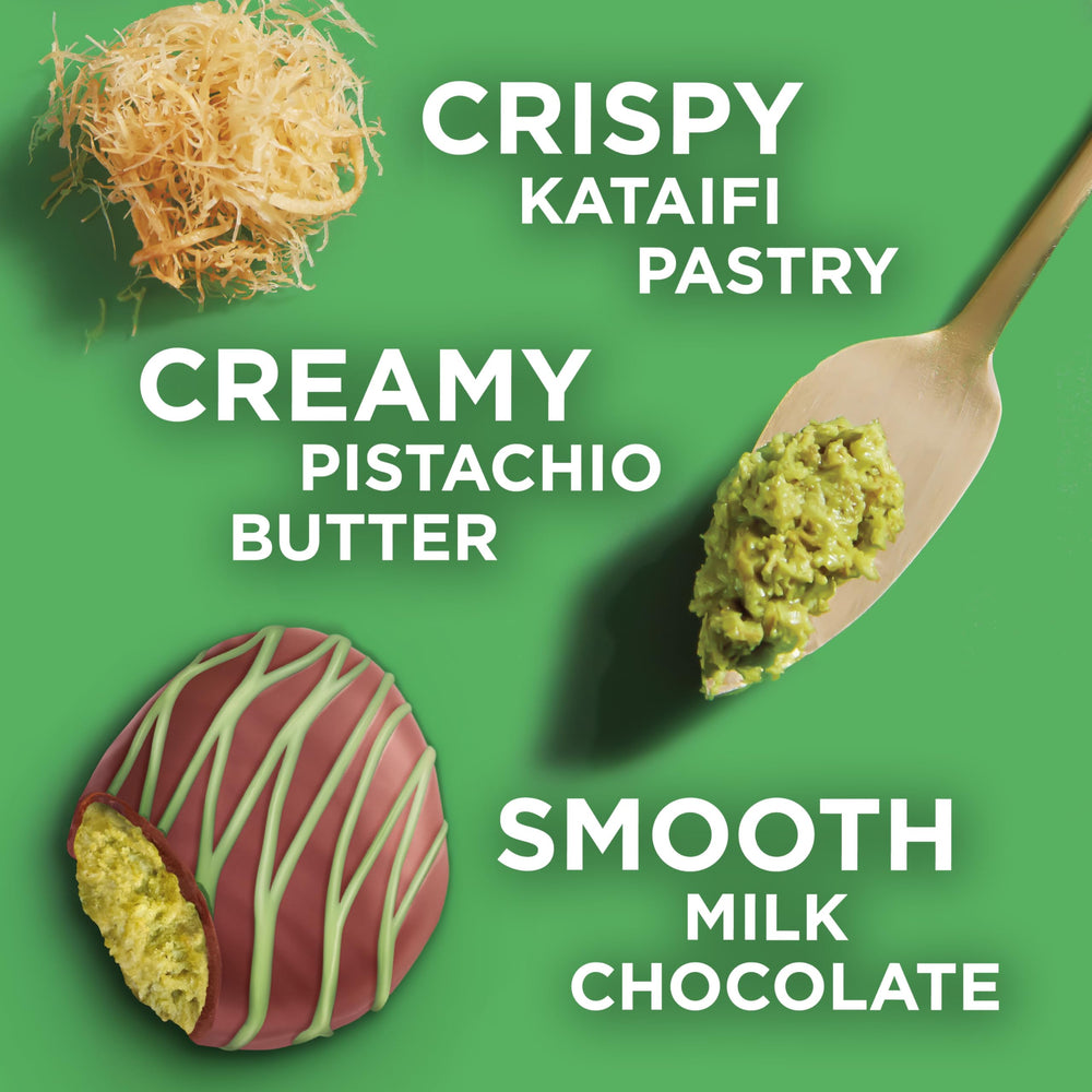 Sliced view of Russell Stover Dubai Style Pistachio & Kataifi bar showing almond notes
