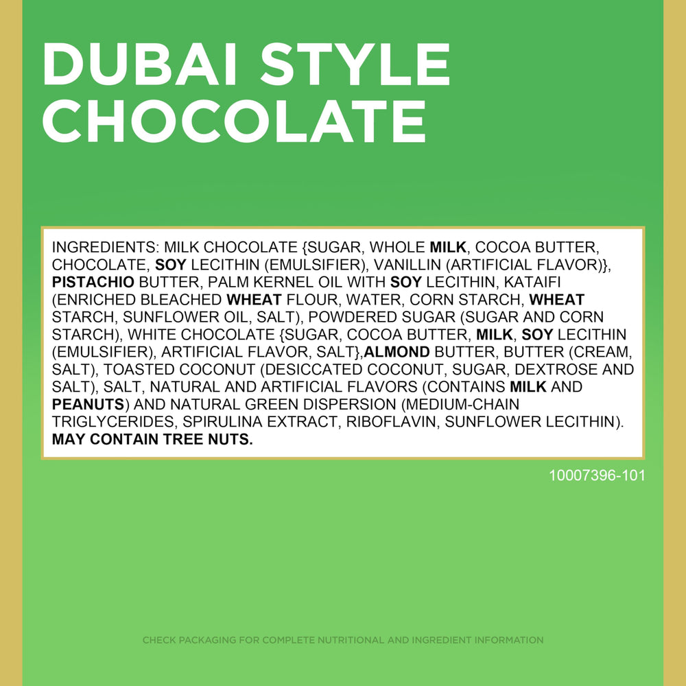 Chilled Russell Stover Dubai Style Pistachio & Kataifi bar for a crisp bite