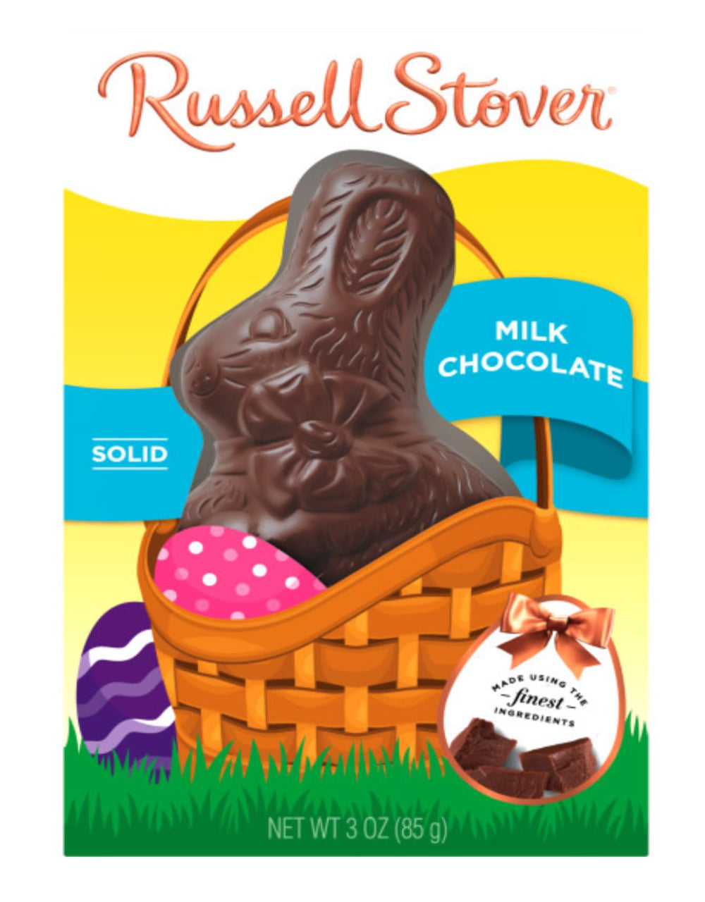 Easter basket display with three solid bunnies ready to share