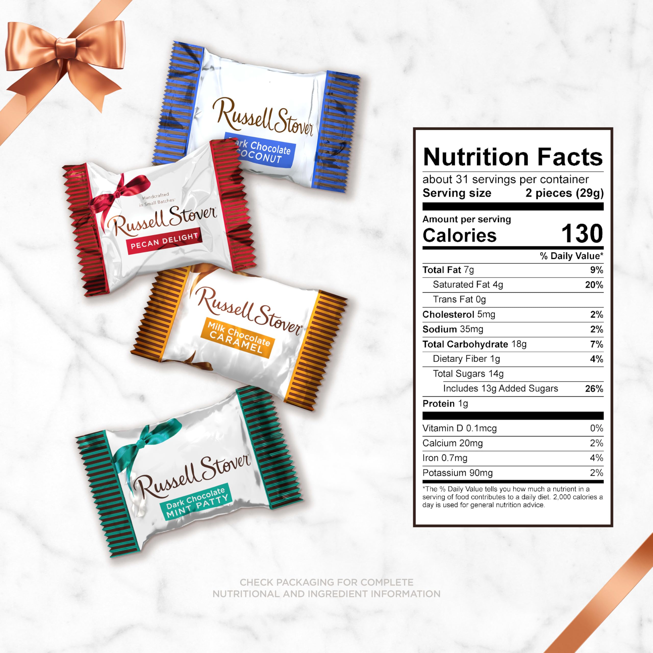 Russell Stover Shareables bag contents showing four flavors for easy selection.