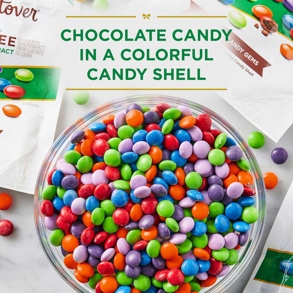 Re-sealable pouch keeps Russell Stover Sugar Free Candy Gems fresh for sharing.