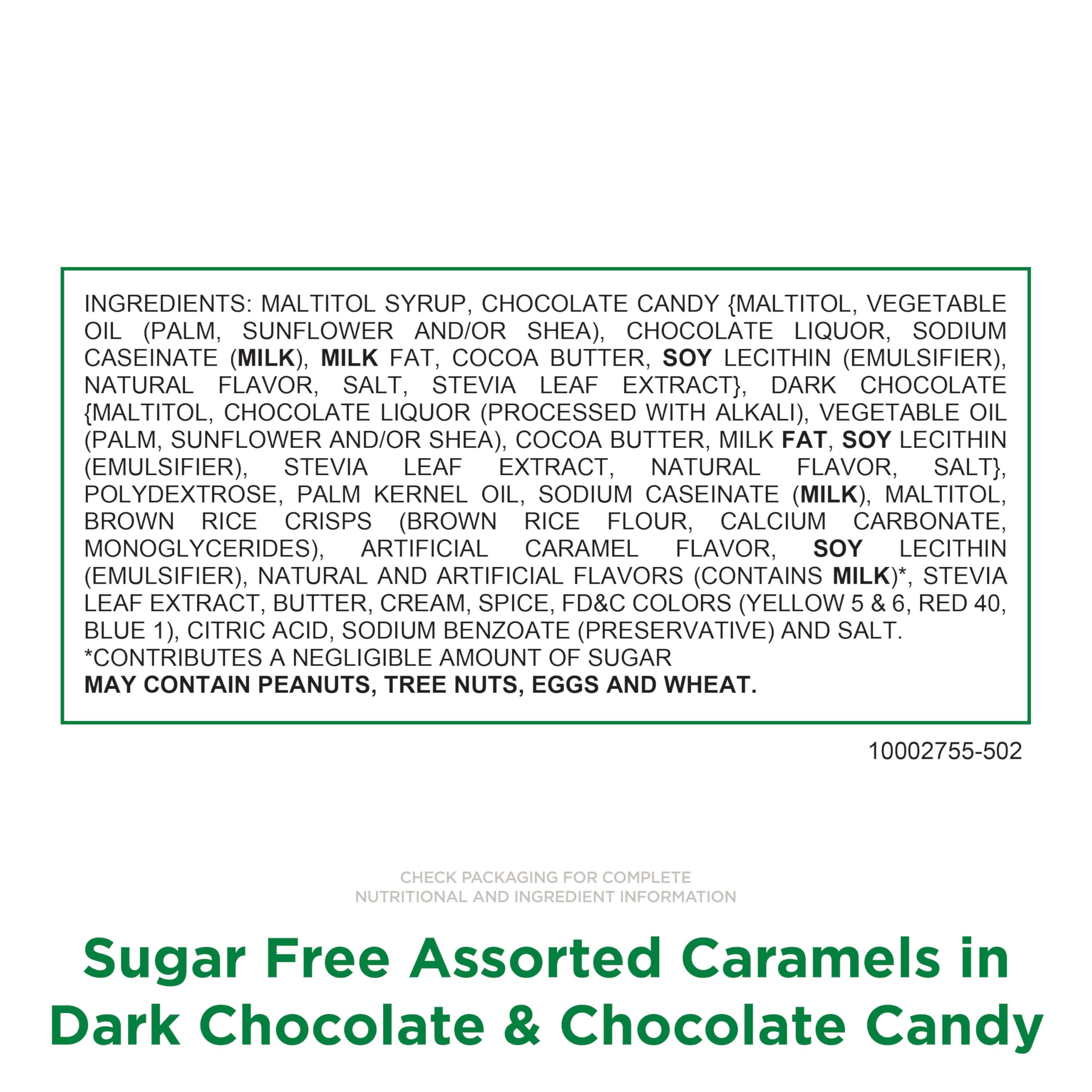 RUSSELL STOVER sugar-free caramels enrobed in chocolate with smooth bite