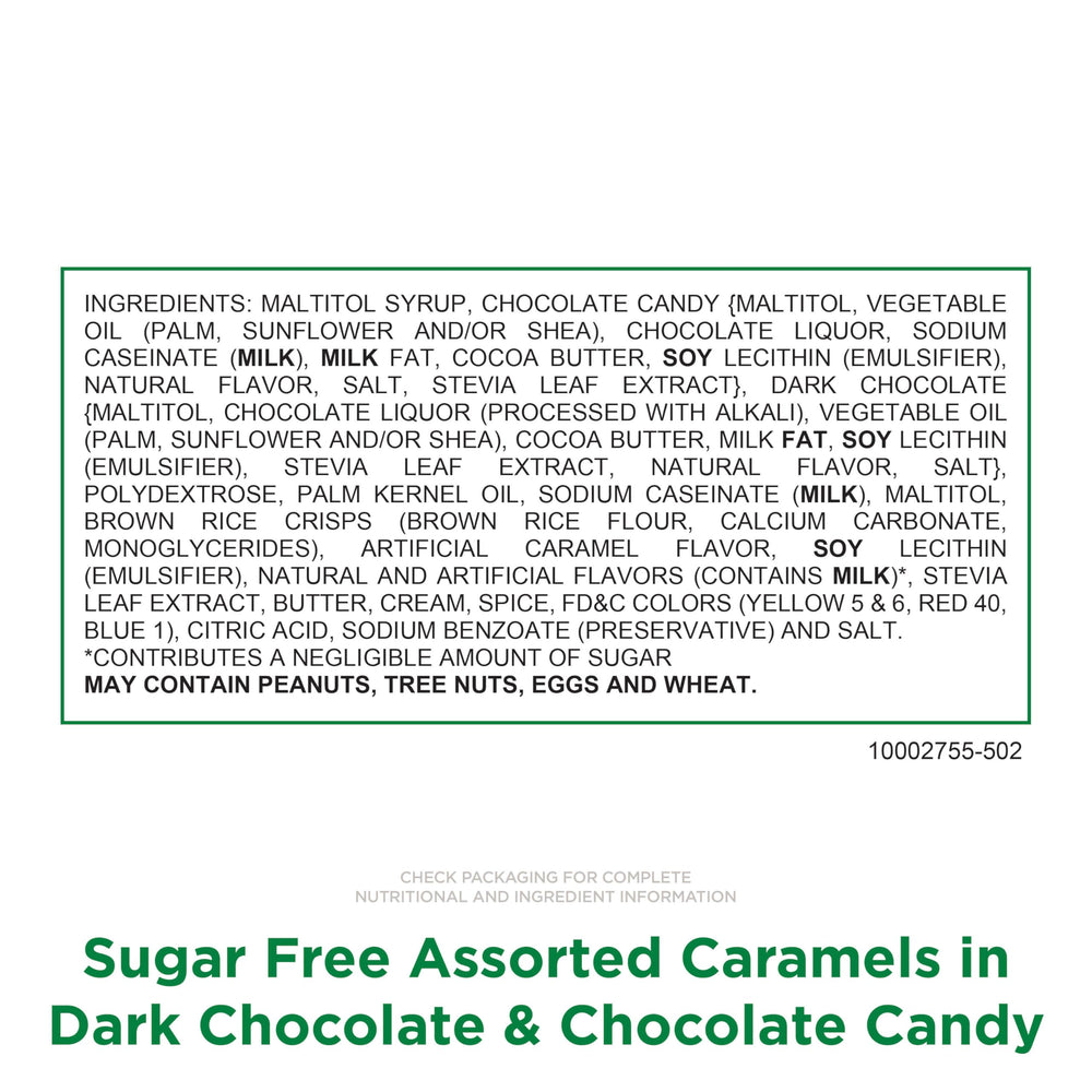 RUSSELL STOVER sugar-free caramels enrobed in chocolate with smooth bite