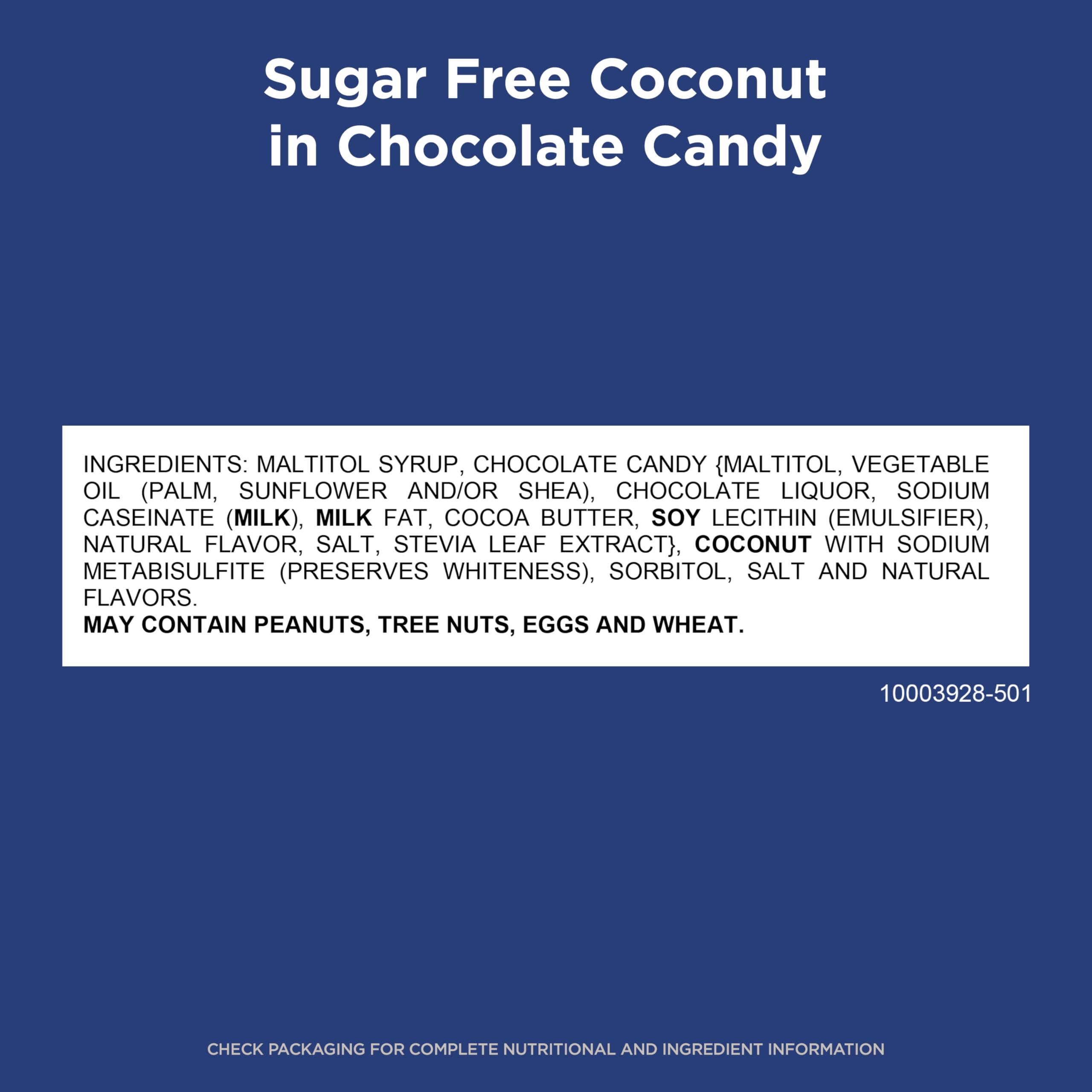 Close-up of creamy coconut center inside Russell Stover sugar-free chocolate