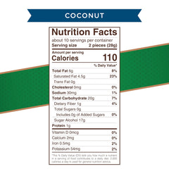 Close-up of coconut filling with chocolate exterior, sugar-free and stevia-sweetened