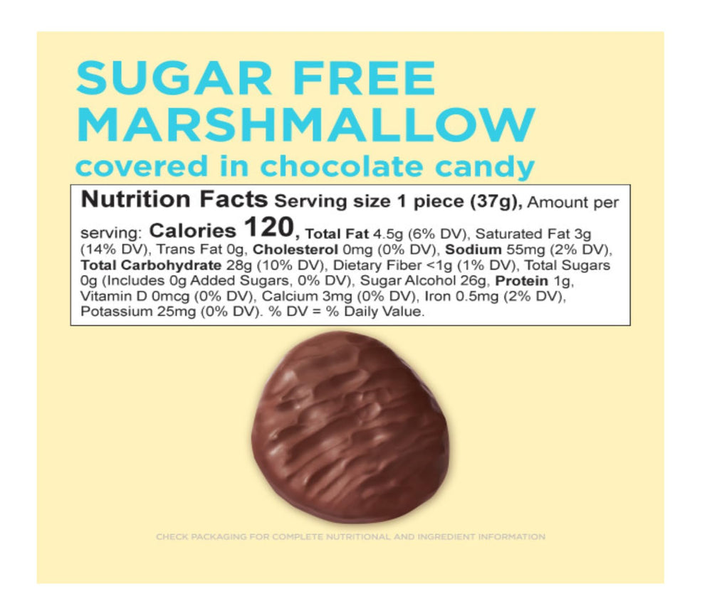 Packaging close-up showing Russell Stover branding and sugar-free claim.