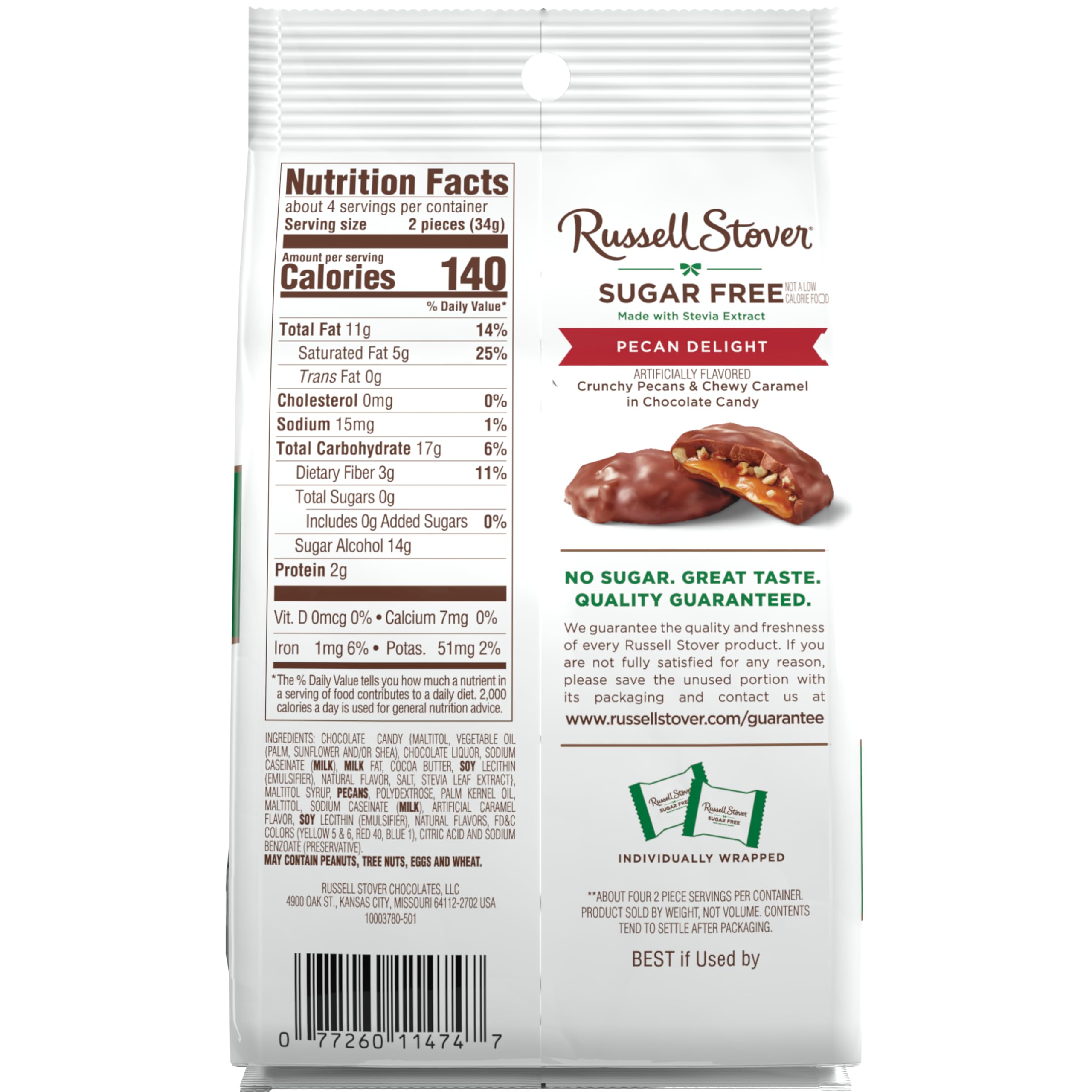Russell Stover Sugar Free Pecan Delights gift-ready snack for candy bowls