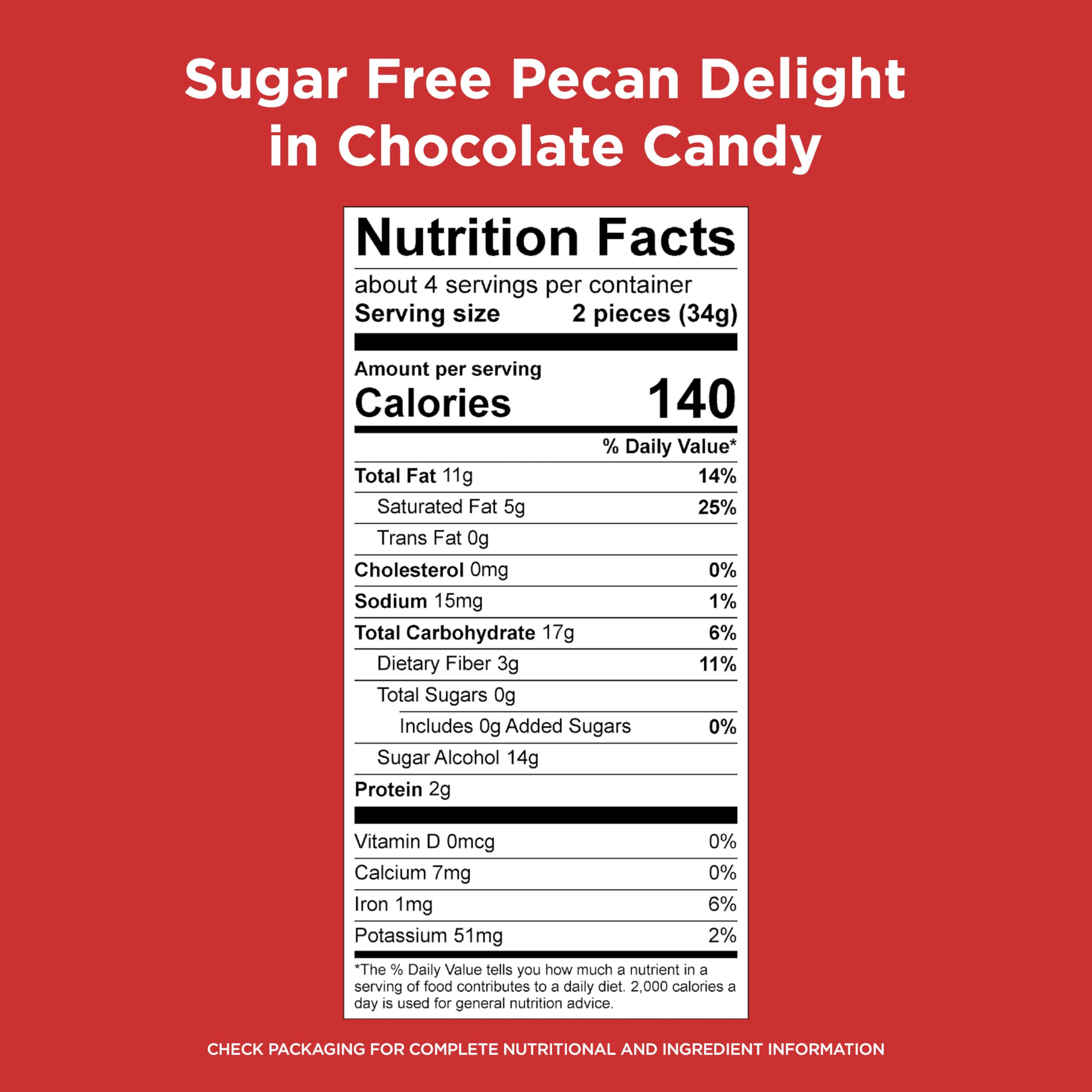 Russell Stover Sugar Free Pecan Delights pecan and caramel bite for a tasty snack