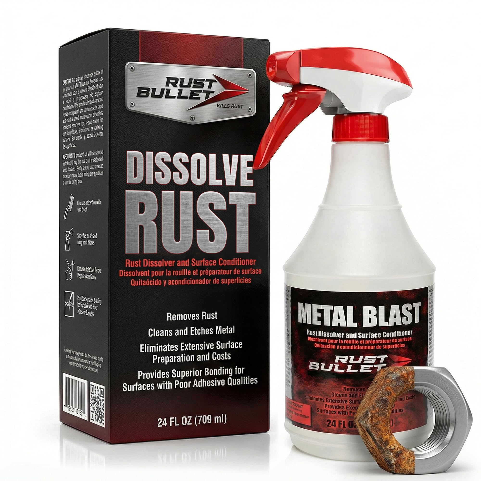 RUST BULLET Metal Blast 24oz bottle ready to prep metal surfaces for better adhesion