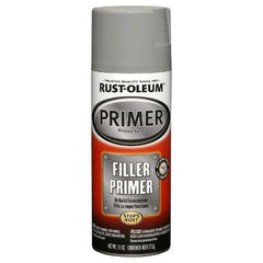 Rust-Oleum 249279 gray spray in use illustrating even coverage and filler primer application