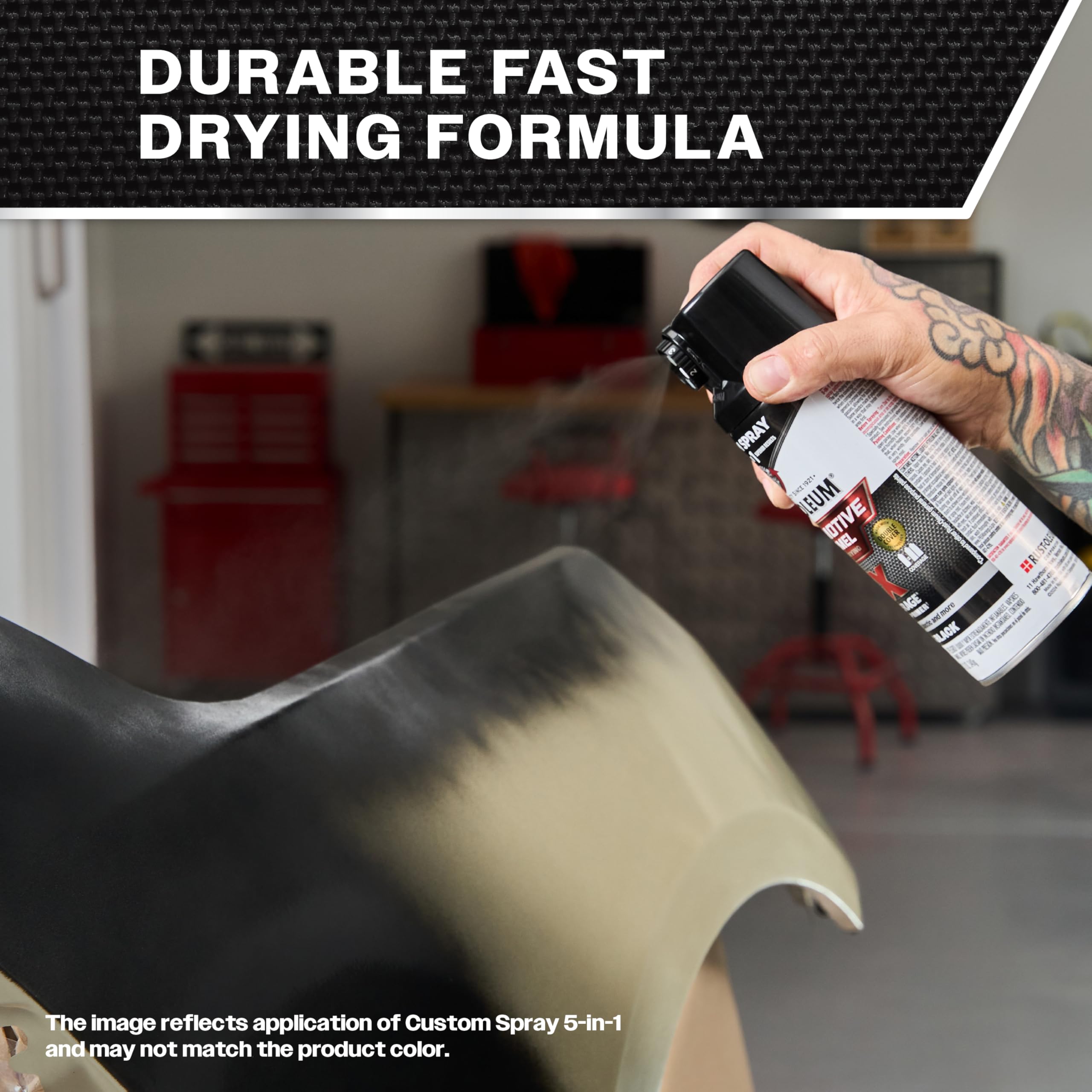 Rust-Oleum 2X covers up to 12 sq ft per can for fewer passes.