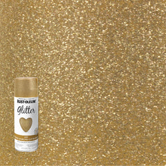 Rust-Oleum 301495 sparkling finish on wood demonstrates vibrant gold decor.