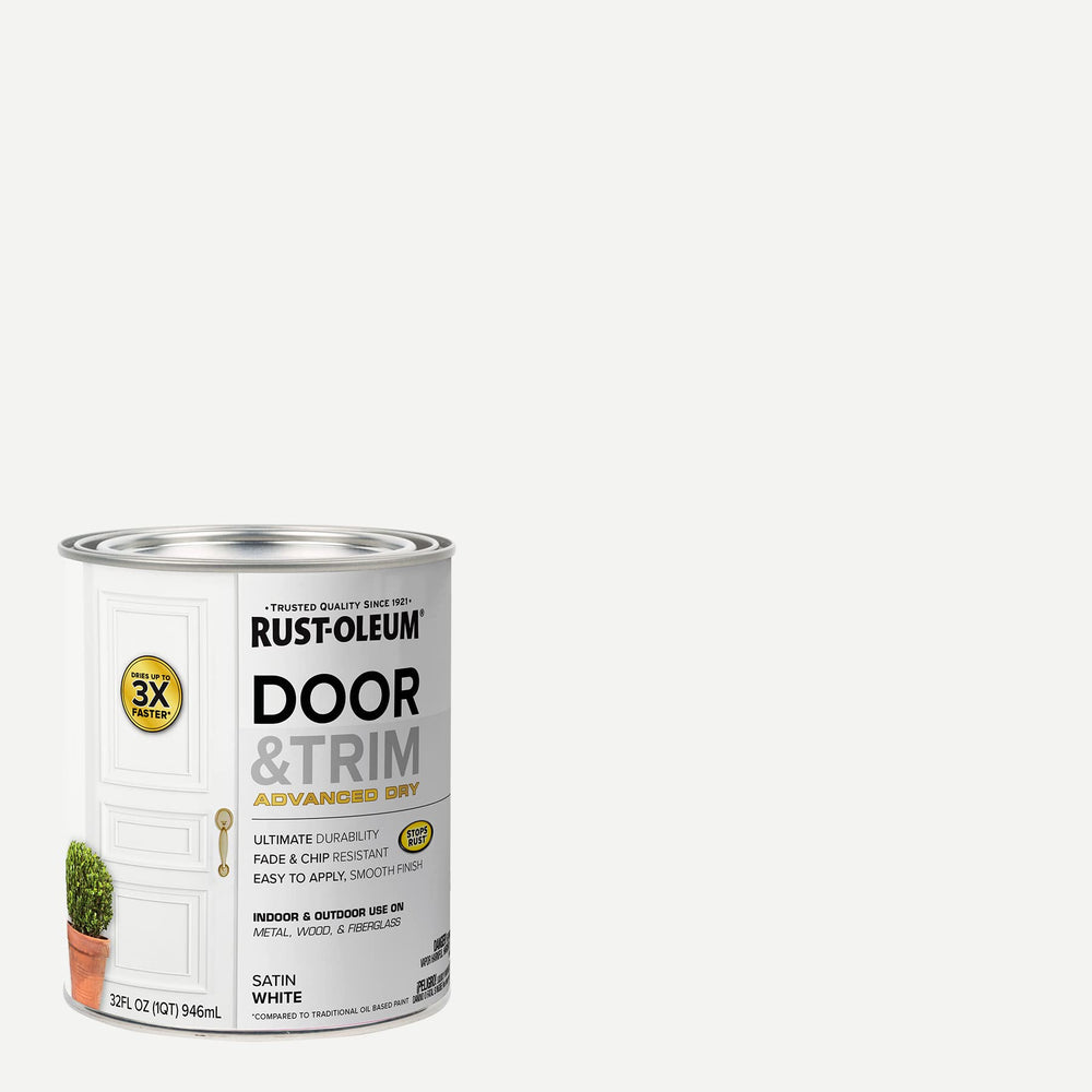 Rust-Oleum door-trim paint dries to touch in 45 minutes for quick updates.