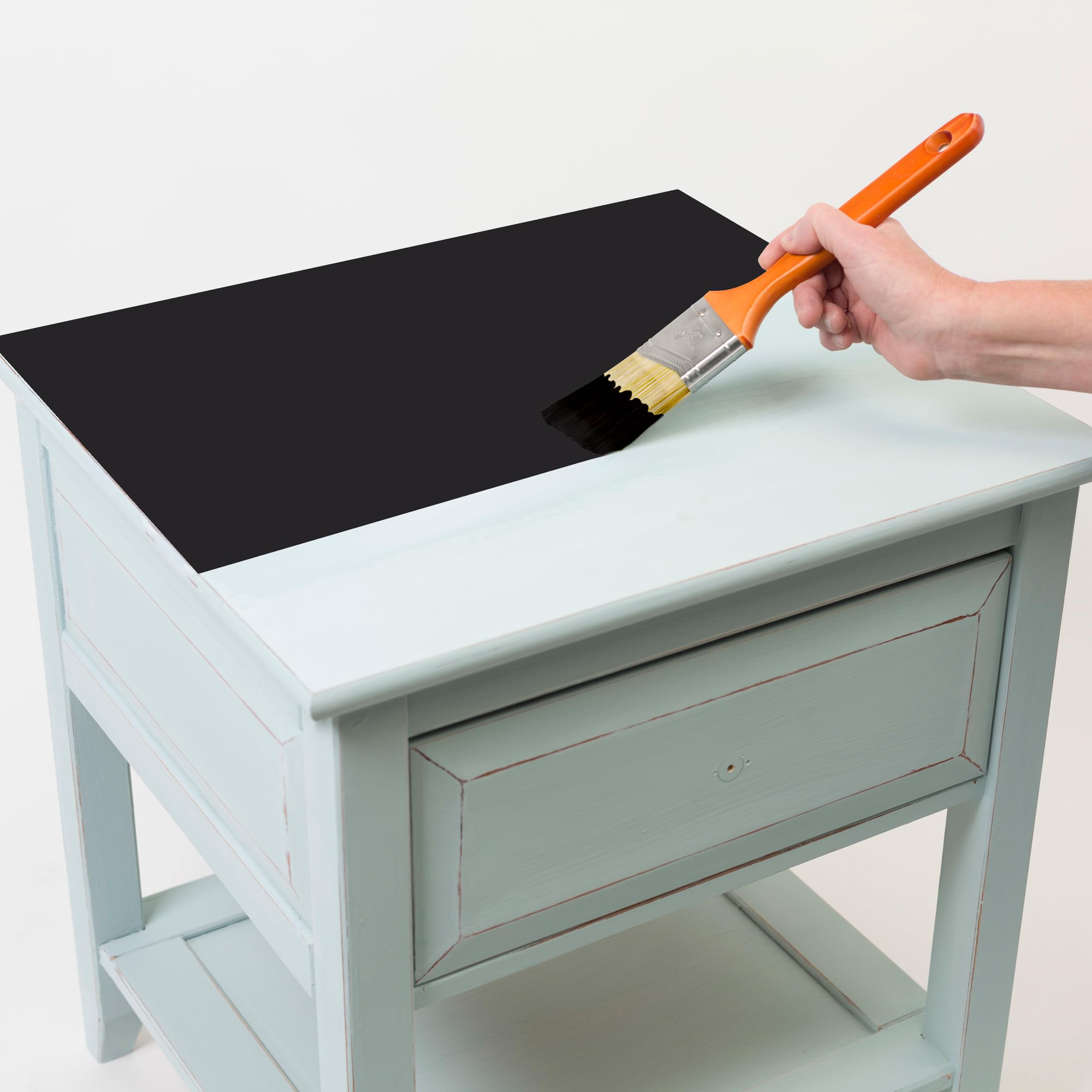 Rust-Oleum Black Abyss Chalked easy cleanup with soap and water after painting.
