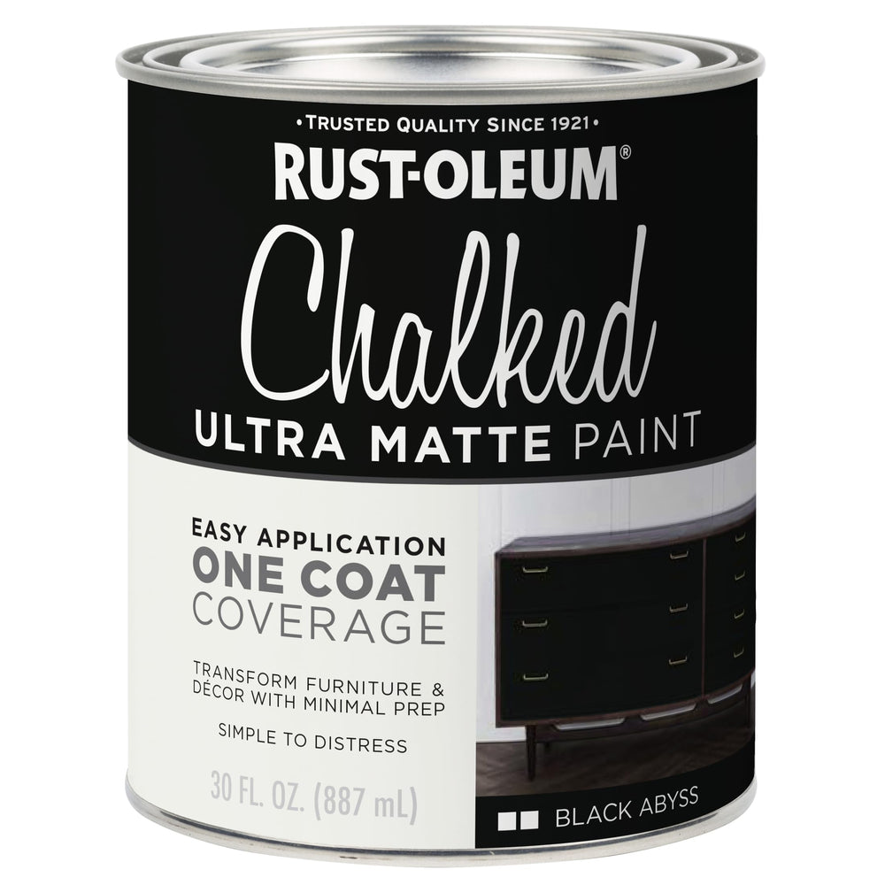 Rust-Oleum Black Abyss Chalked Paint can ready for even one-coat coverage.