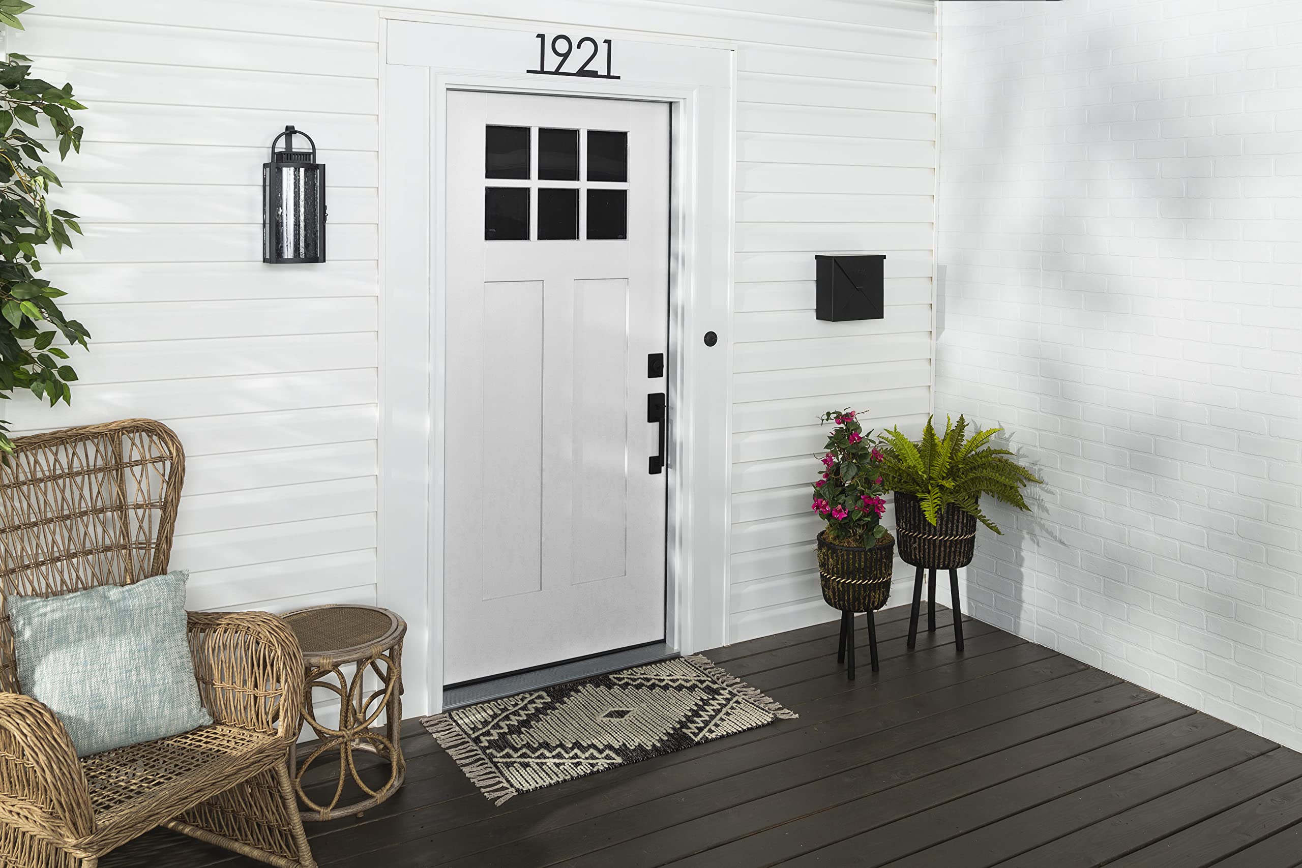 Durable satin finish adds contemporary curb appeal.