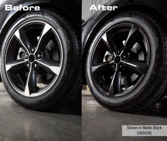 Rust-Oleum High Performance Wheel Paint side view wheel applying glossy finish to restore look