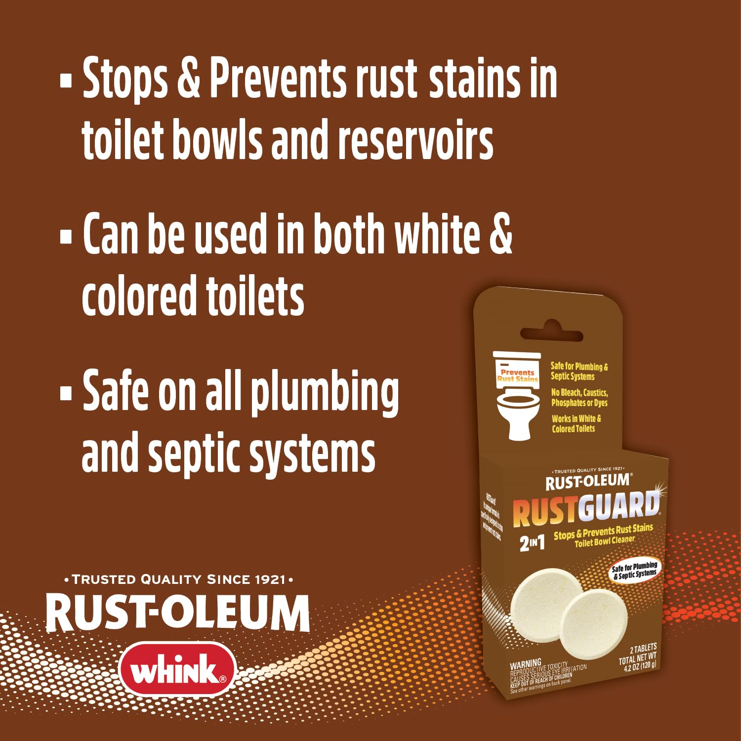 Tablet dissolving in water to release cleaning action for rust stains.
