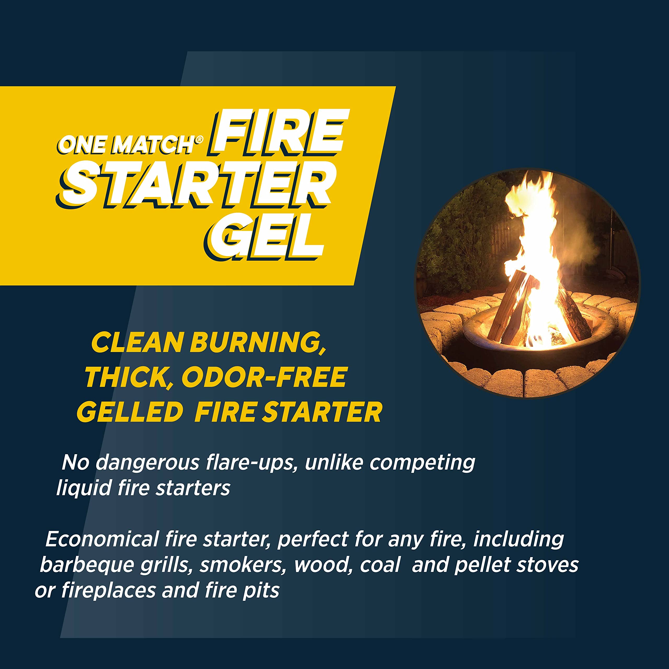 Rutland One Match Gel Fire Starter creates a clean flame with no flavor transfer to food.