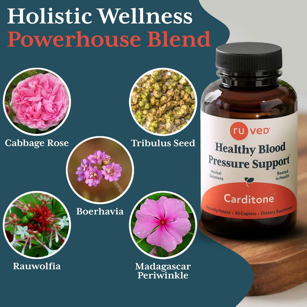 Ruved Carditone arjuna herb depiction supporting heart function and circulation.