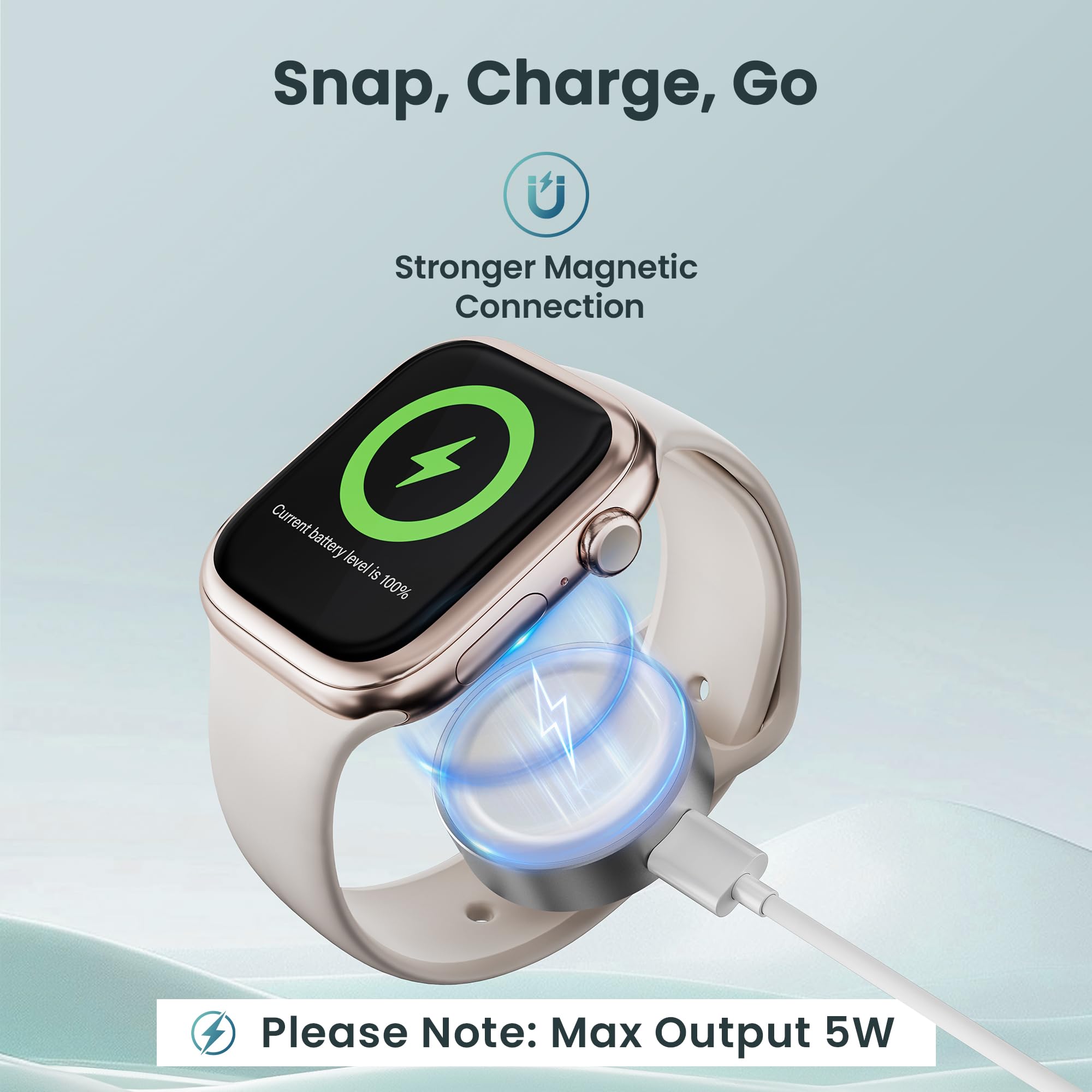 RUXELY cable-free use with existing USB-C or iPhone cables.