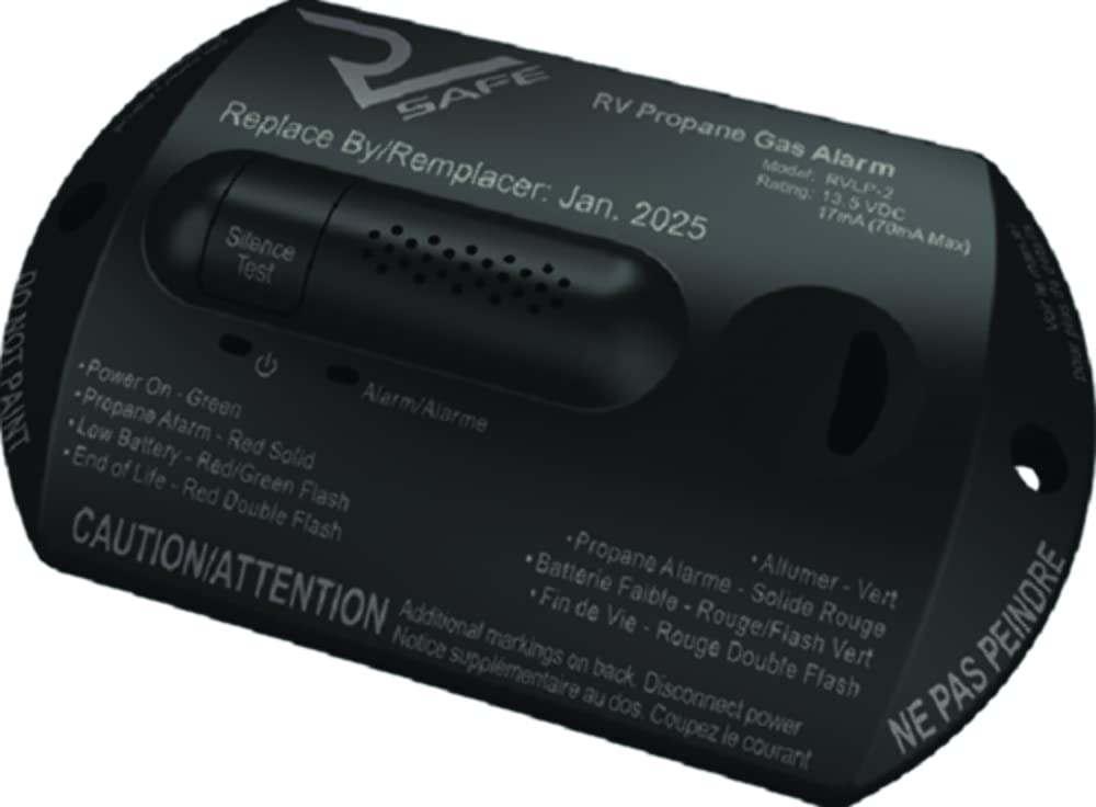 RV Safe RVLP-2B propane alarm back view highlights easy wiring.