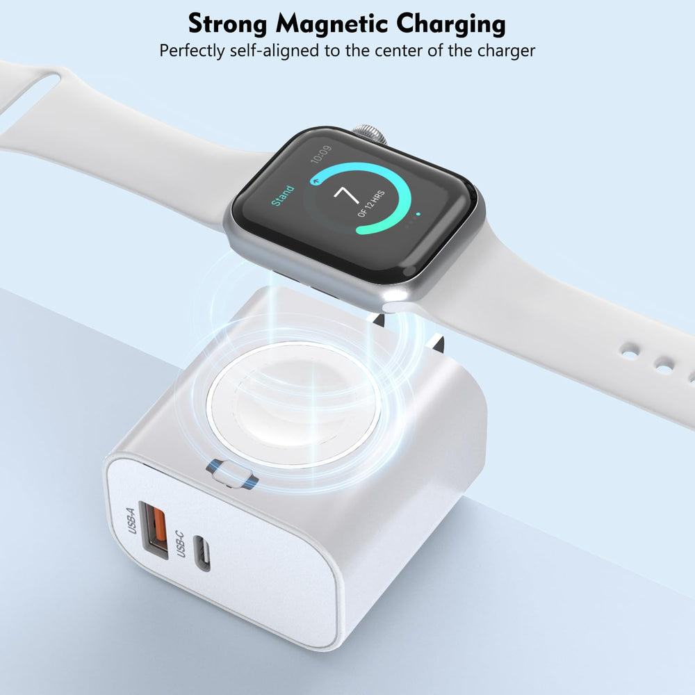 Rvelon iPhone charging with watch in use for daily charging.