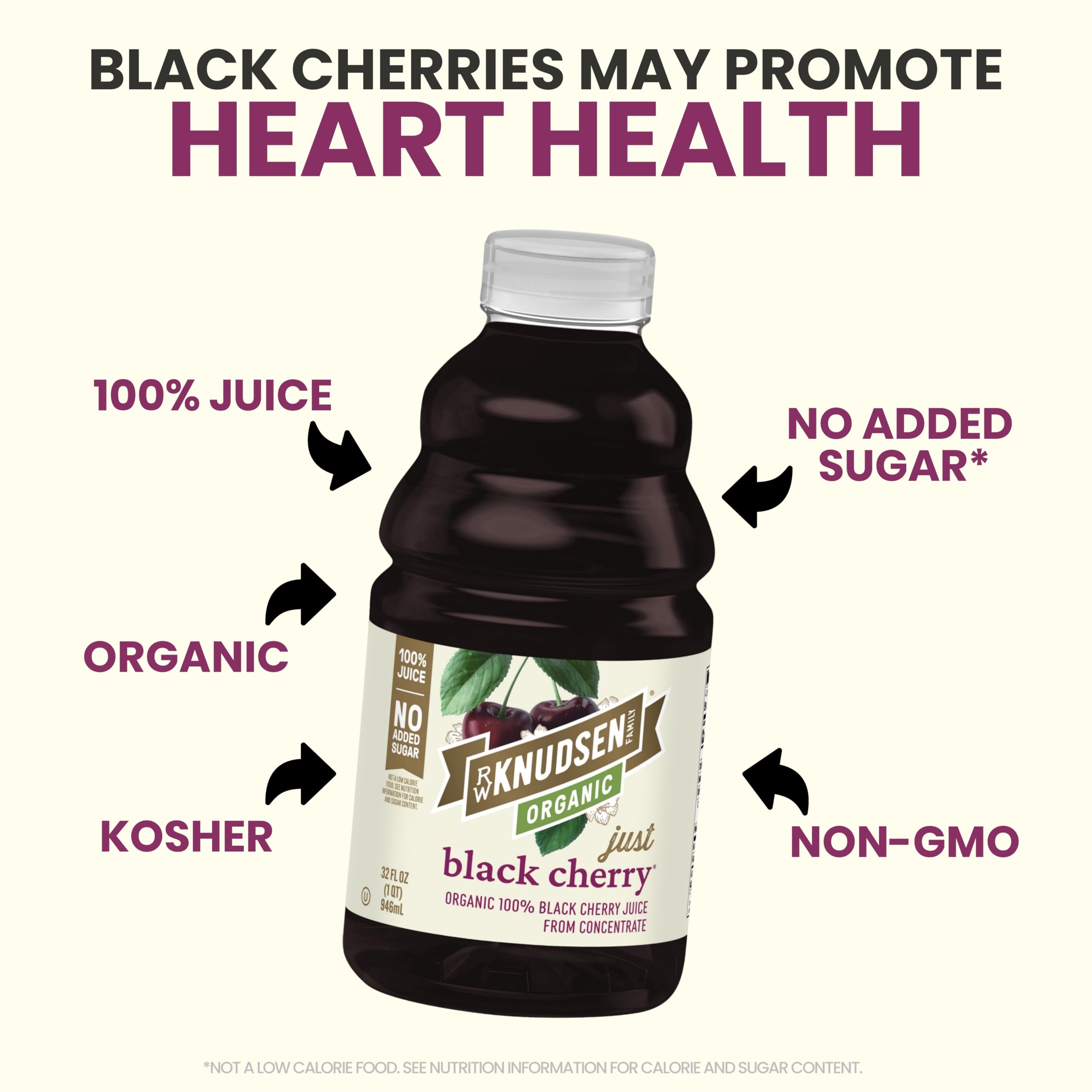 R.W. Knudsen organic black cherry juice added to a smoothie for fruit flavor