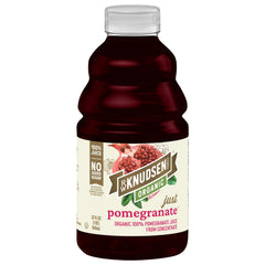 R.W. Knudsen Organic Pomegranate Juice bottle with crisp flavor.