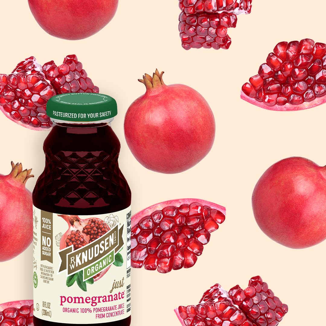 Deep ruby color close-up of R.W. Knudsen Organic Pomegranate Juice.