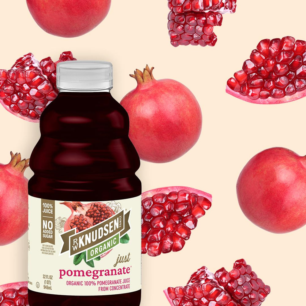 Ingredients label on R.W. Knudsen Organic Pomegranate Juice bottle.