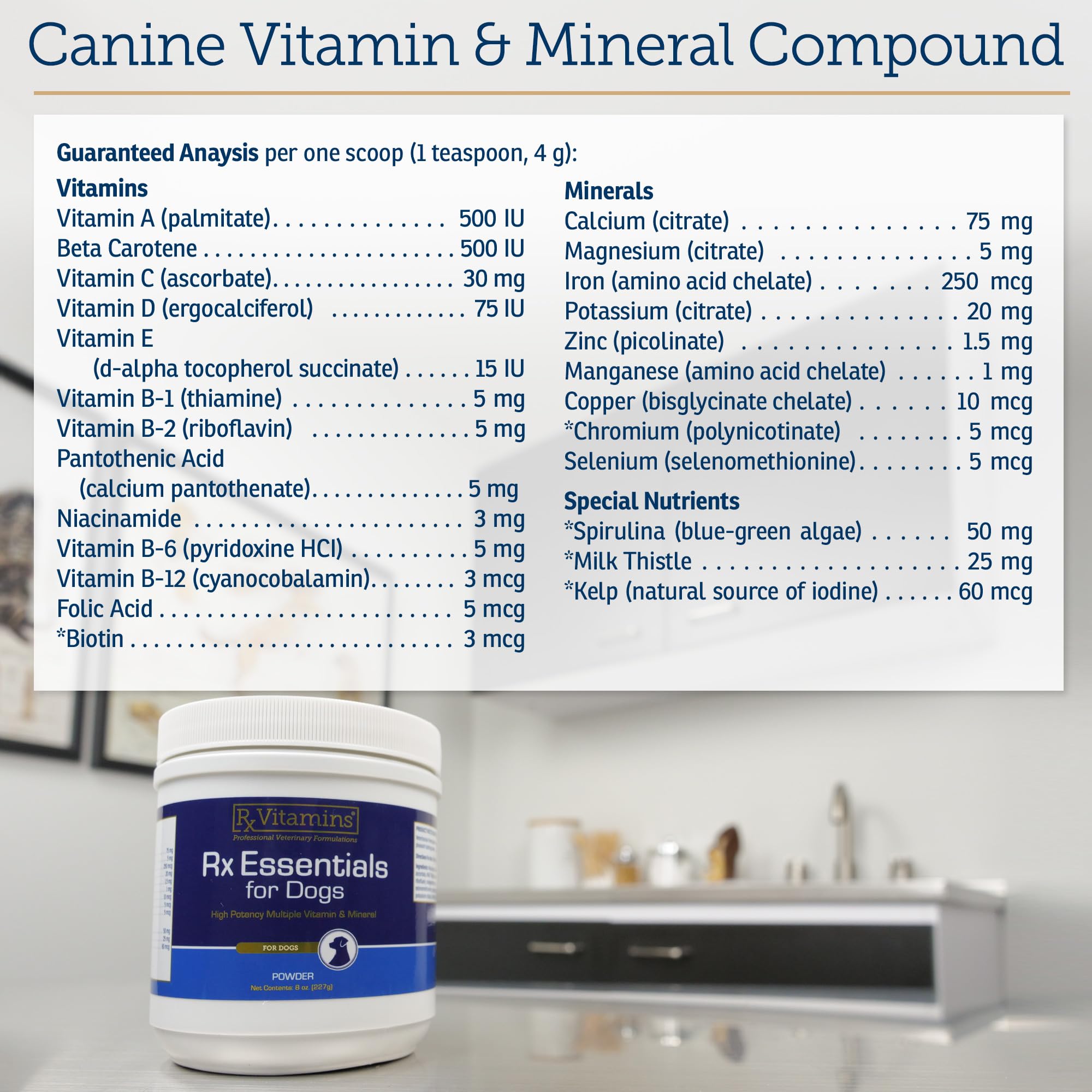 Rx Vitamins Essentials for Dogs zinc for immune health and skin support