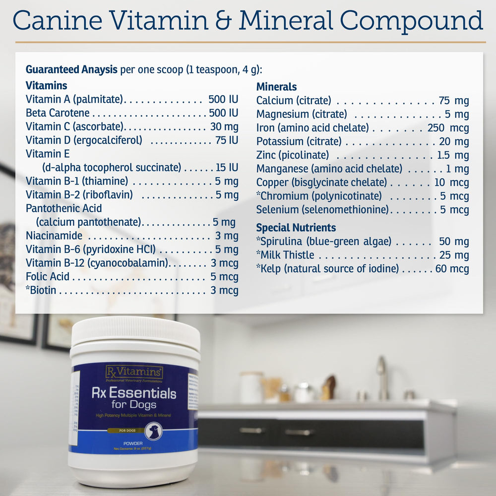 Rx Vitamins Essentials for Dogs zinc for immune health and skin support