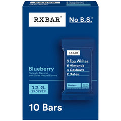 RXBAR Blueberry box front shows flavor and protein-packed snacking.
