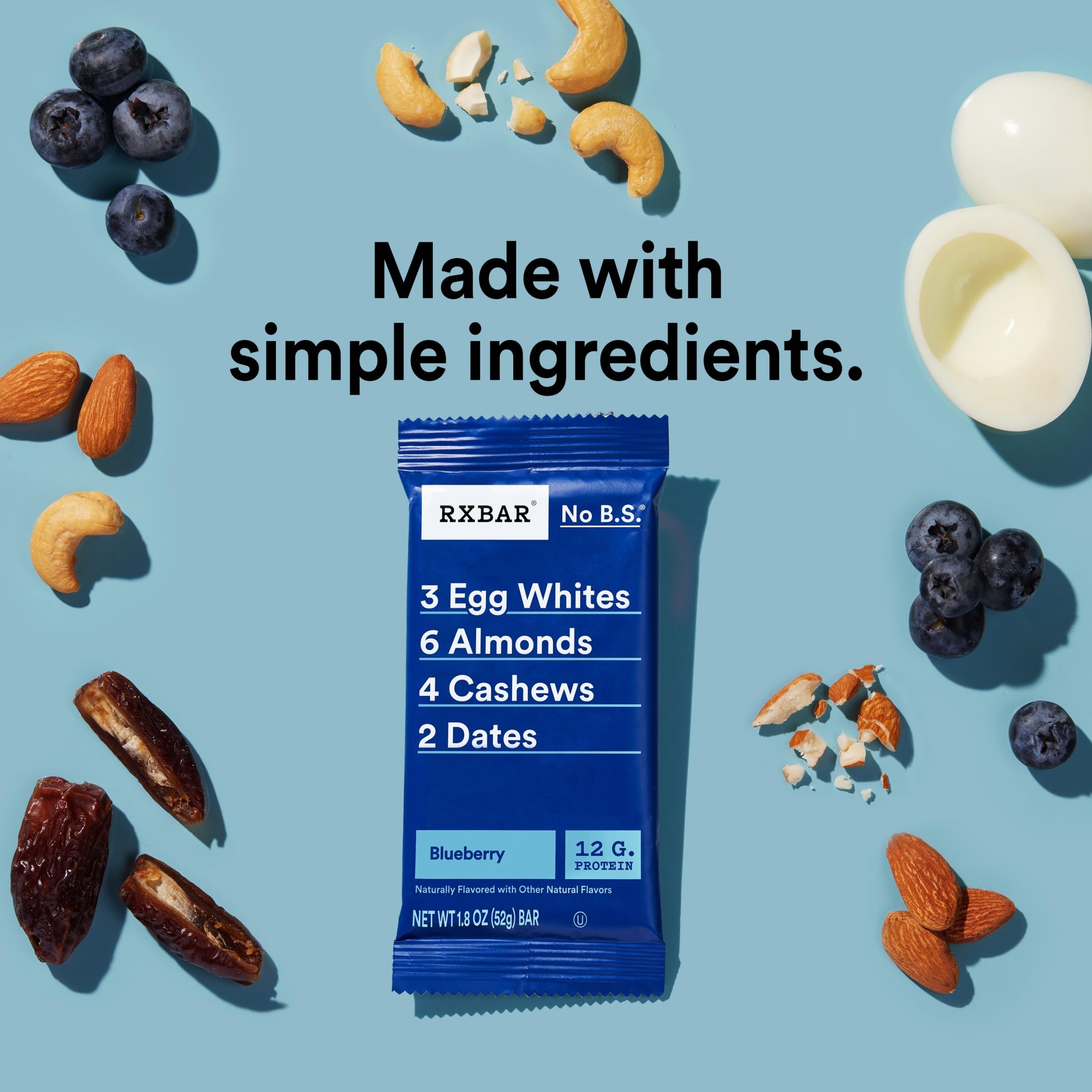 Egg whites and nuts emphasize protein-rich ingredient sources.