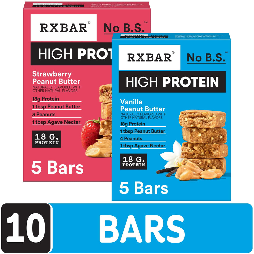 RXBAR High Protein Bar packaging boxes arranged for variety pack display.