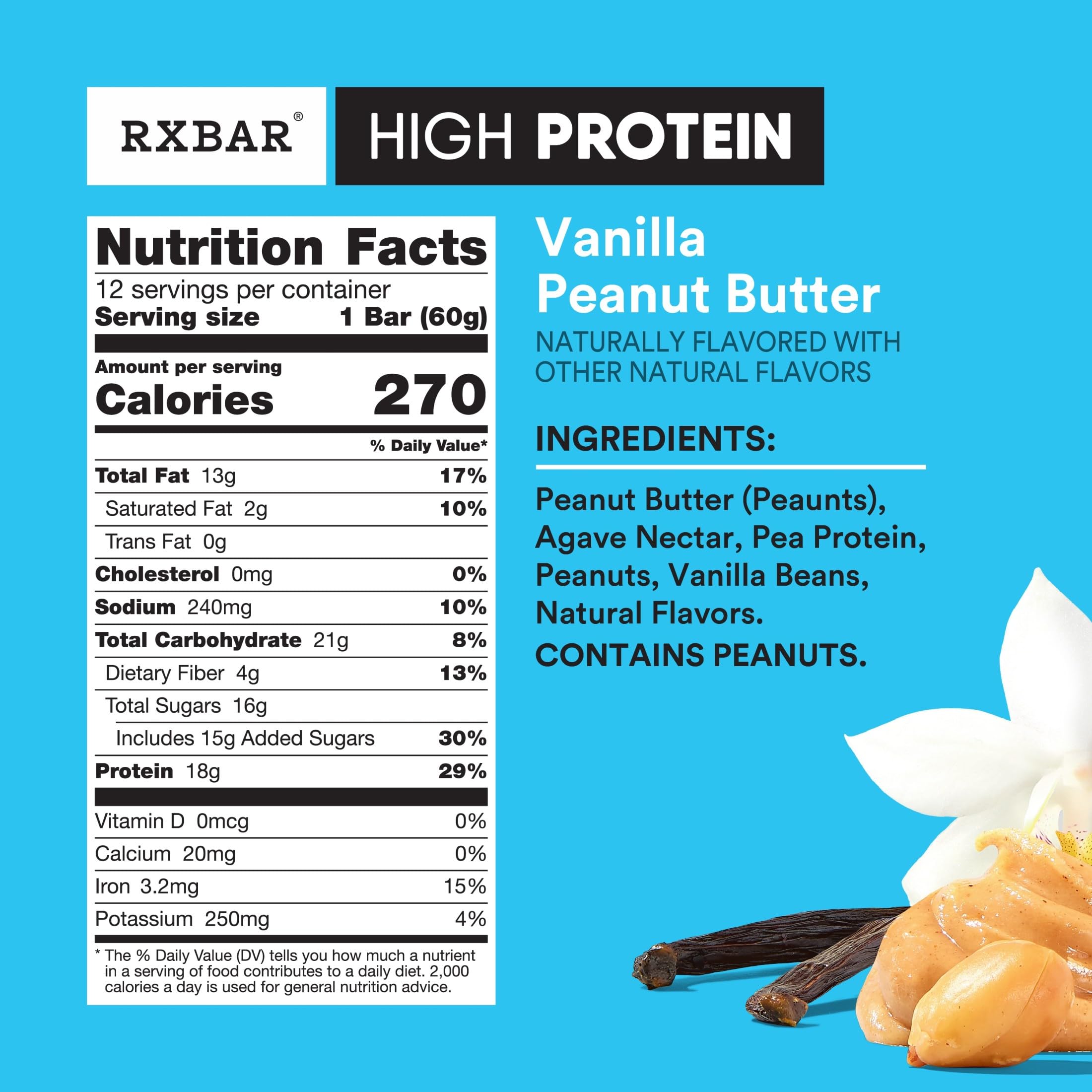 RXBAR High Protein Vanilla Peanut Butter bar closeup showing creamy texture