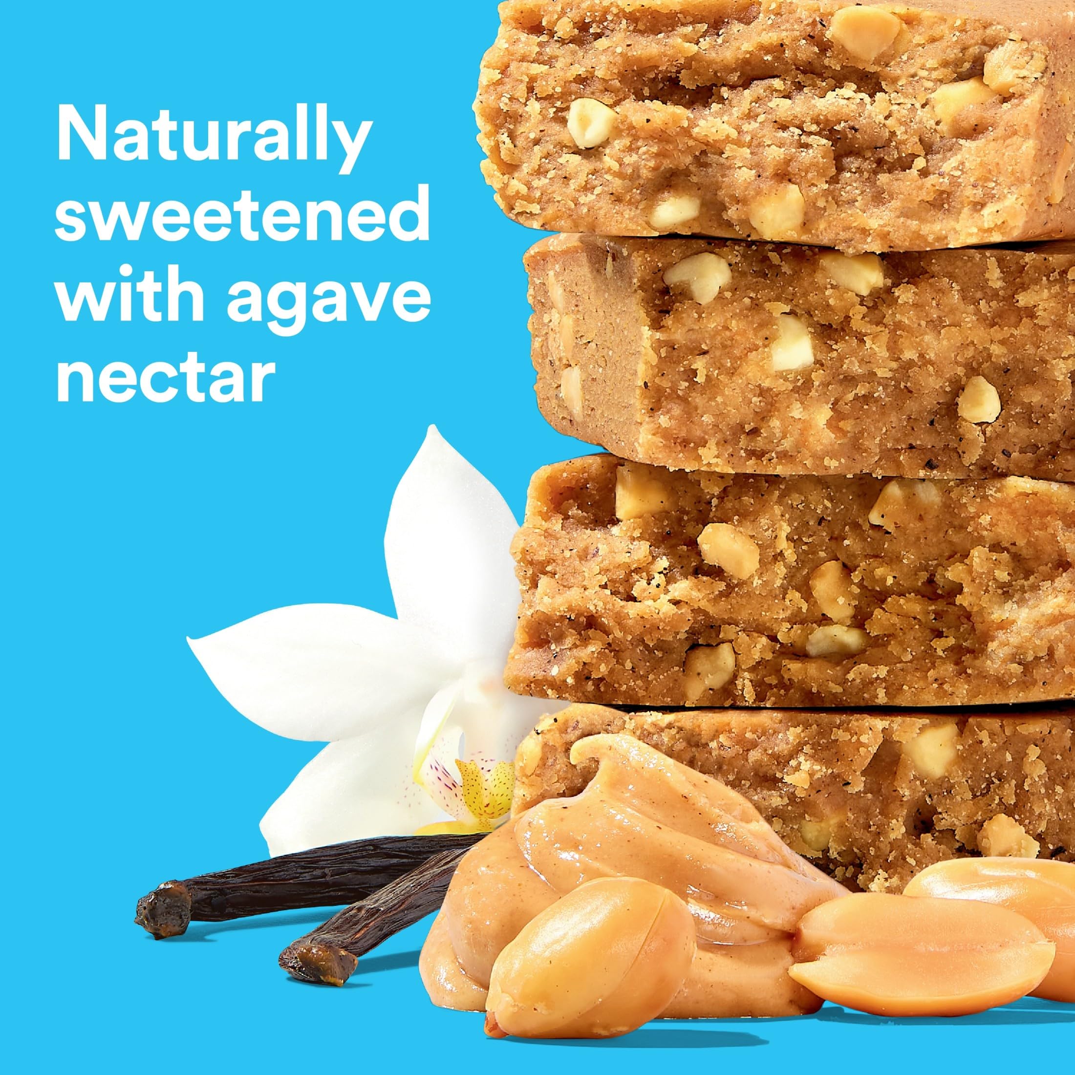 RXBAR High Protein Vanilla Peanut Butter bar with crunchy peanuts detail